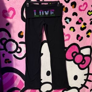 Sequin Fold over flare yoga pants